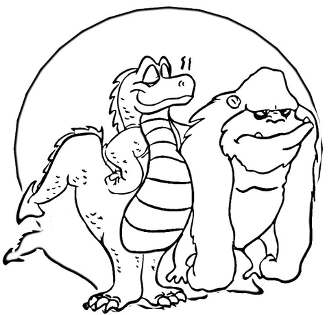 Godzilla And King Kong  Coloring Page